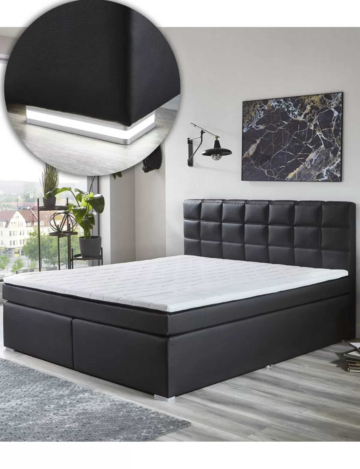 Cheap * Boxspringbett «Chil», 180 X 200 Cm, Leds, Schwarz