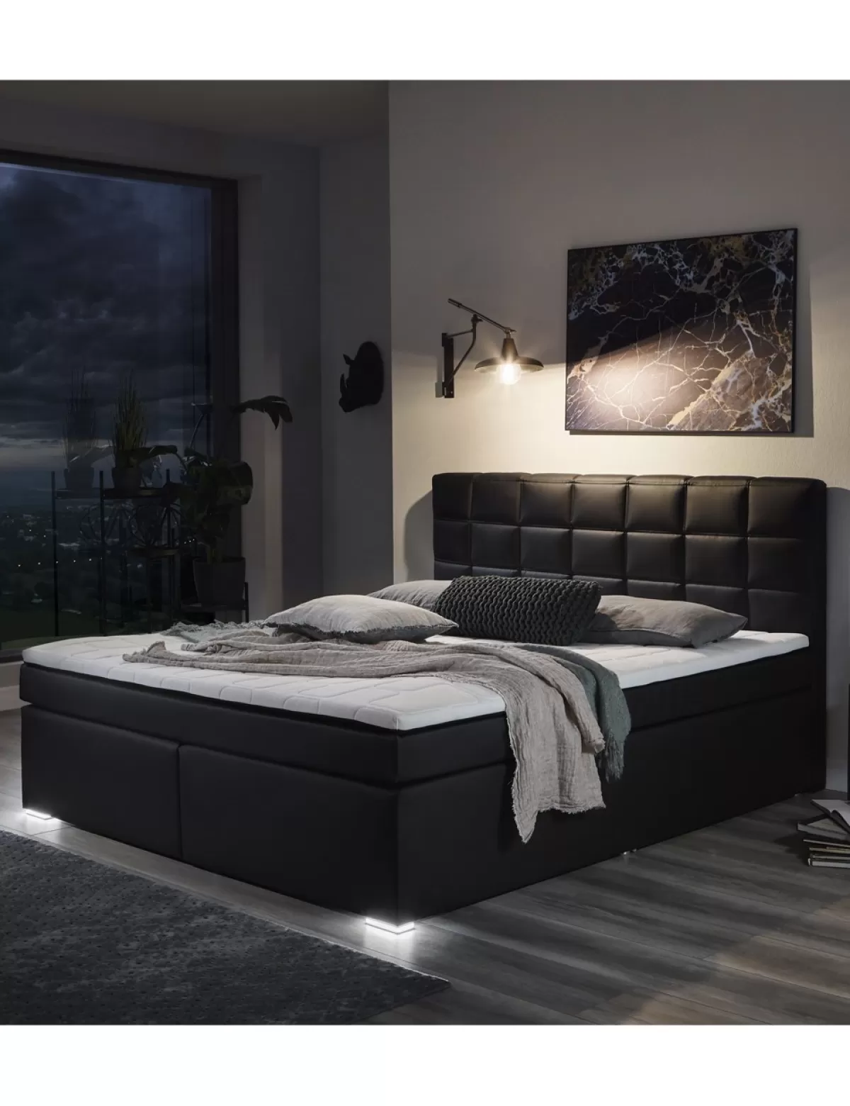 Cheap * Boxspringbett «Chil», 180 X 200 Cm, Leds, Schwarz