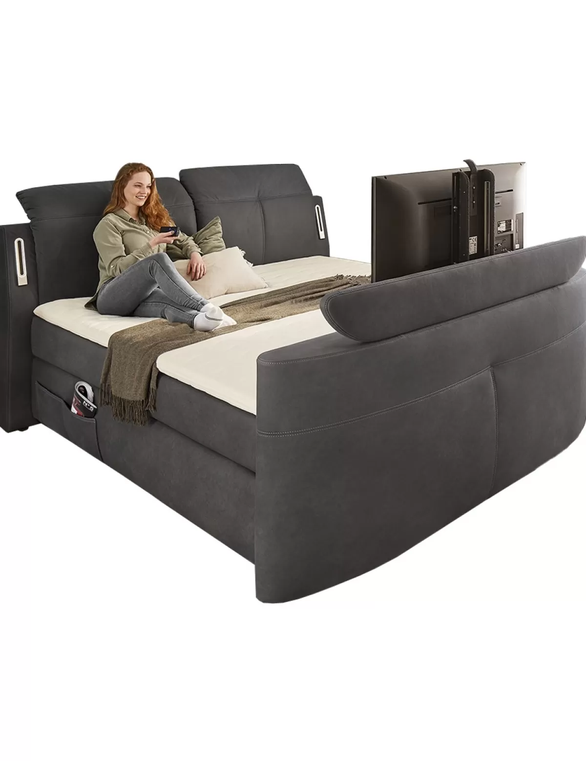 Discount Jockenhoefer Boxspringbett «Play», 180 X 200 Cm, Led & Usb-Anschluss