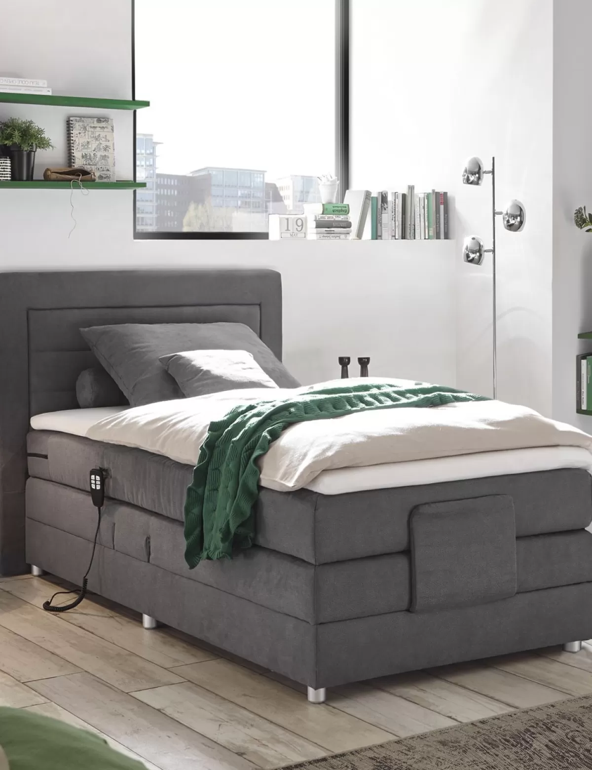 Hot * Elektrisches Boxspringbett «Aba», 120 X 200 Cm, Grau