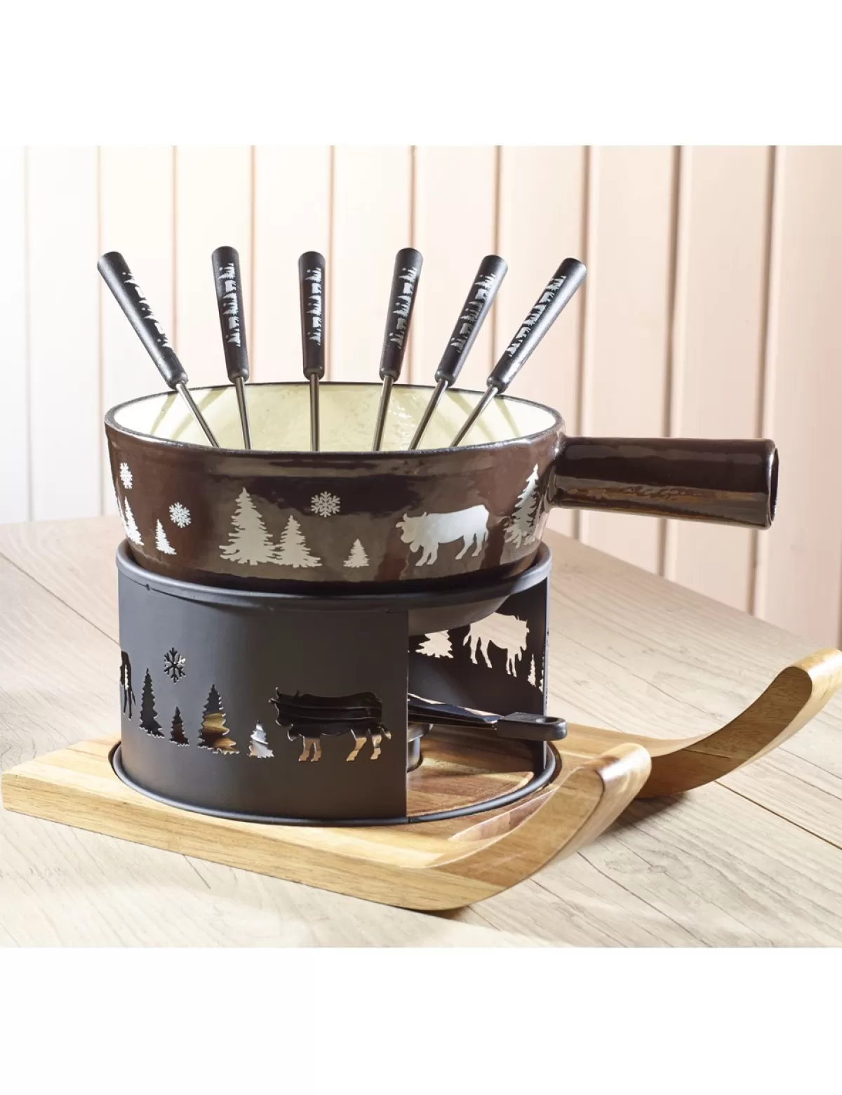 Best Sale * Fondue-Set «Berge», Caquelon Aus Gusseisen 2,5 L