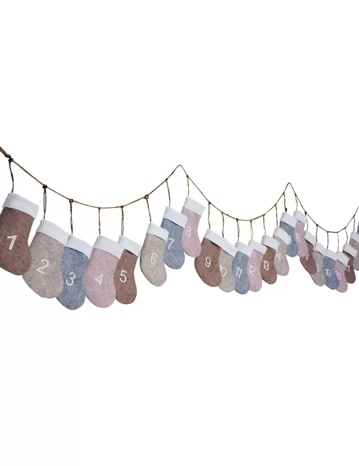 Online * Girlande «Advents-Socken», L 220 Cm, Blau + Rosa + Beige