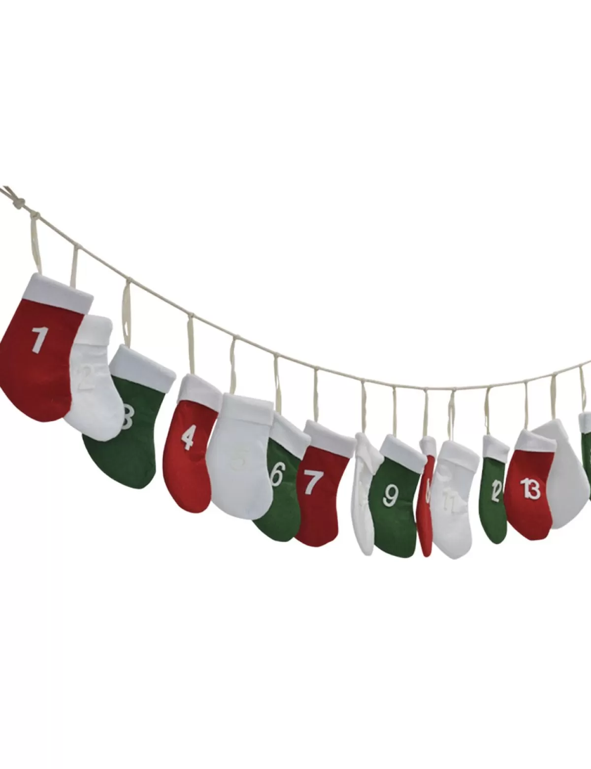 Hot * Girlande «Advents-Socken», L 220 Cm, Grun + Weiss + Rot