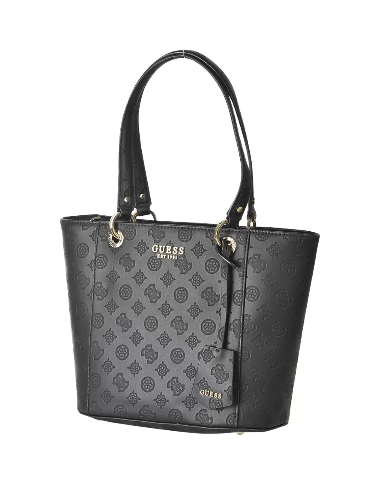 Online GUESS Handtasche «Noelle Elite T», Mit Gepragtem Monogramm, Schwarz