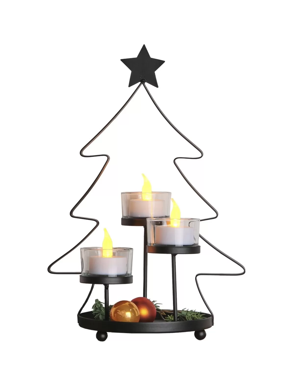 New * Kerzenleuchter «Tannenbaum», Aus Metall, Schwarz