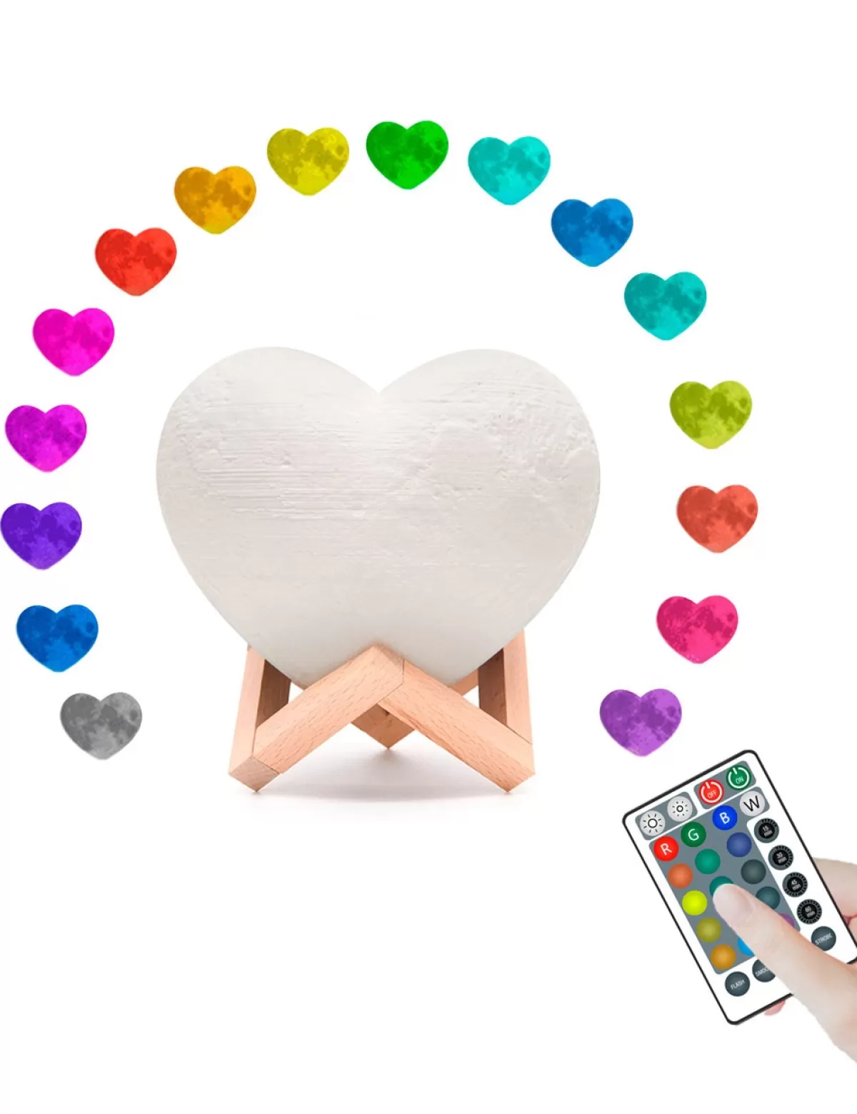 New * Lampe «Heart Light», 16 Farben, O10 Cm