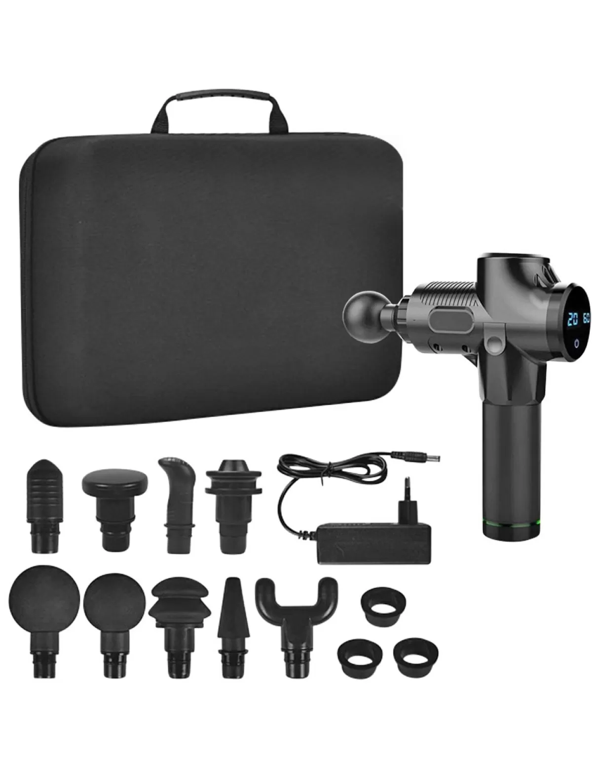 Discount * Muskel-Massage Gun, 30 Geschwindigkeiten, 9 Massagekopfe