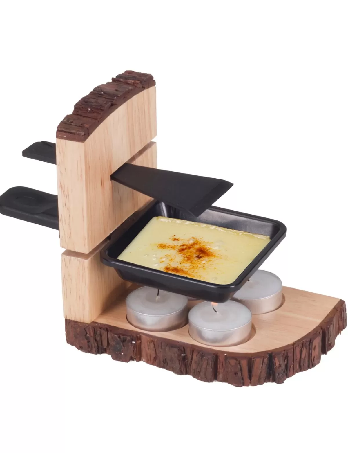 Fashion Nouvel Raclette-Set Mit Kerzen «Single Wood», Für 1 Person