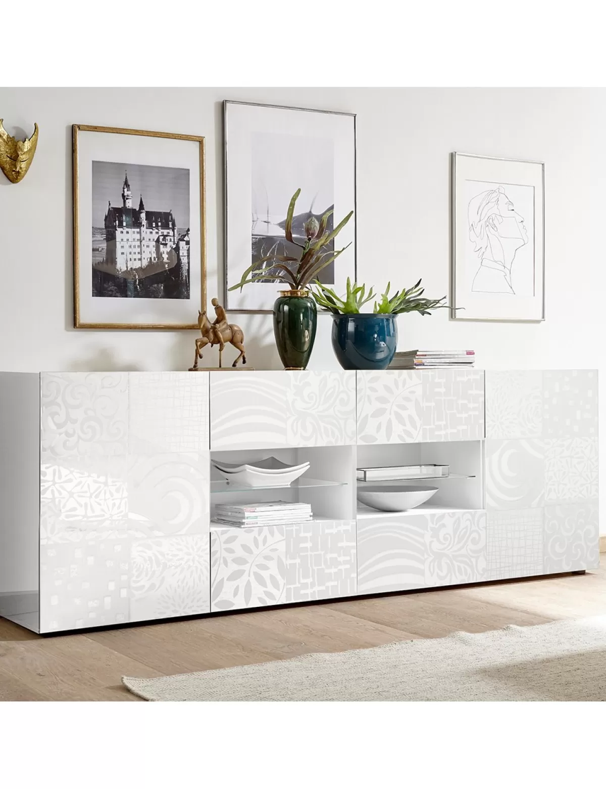 Flash Sale LC SPA Sideboard «Emy» 2T4S, Weiss Weiss Lackiert