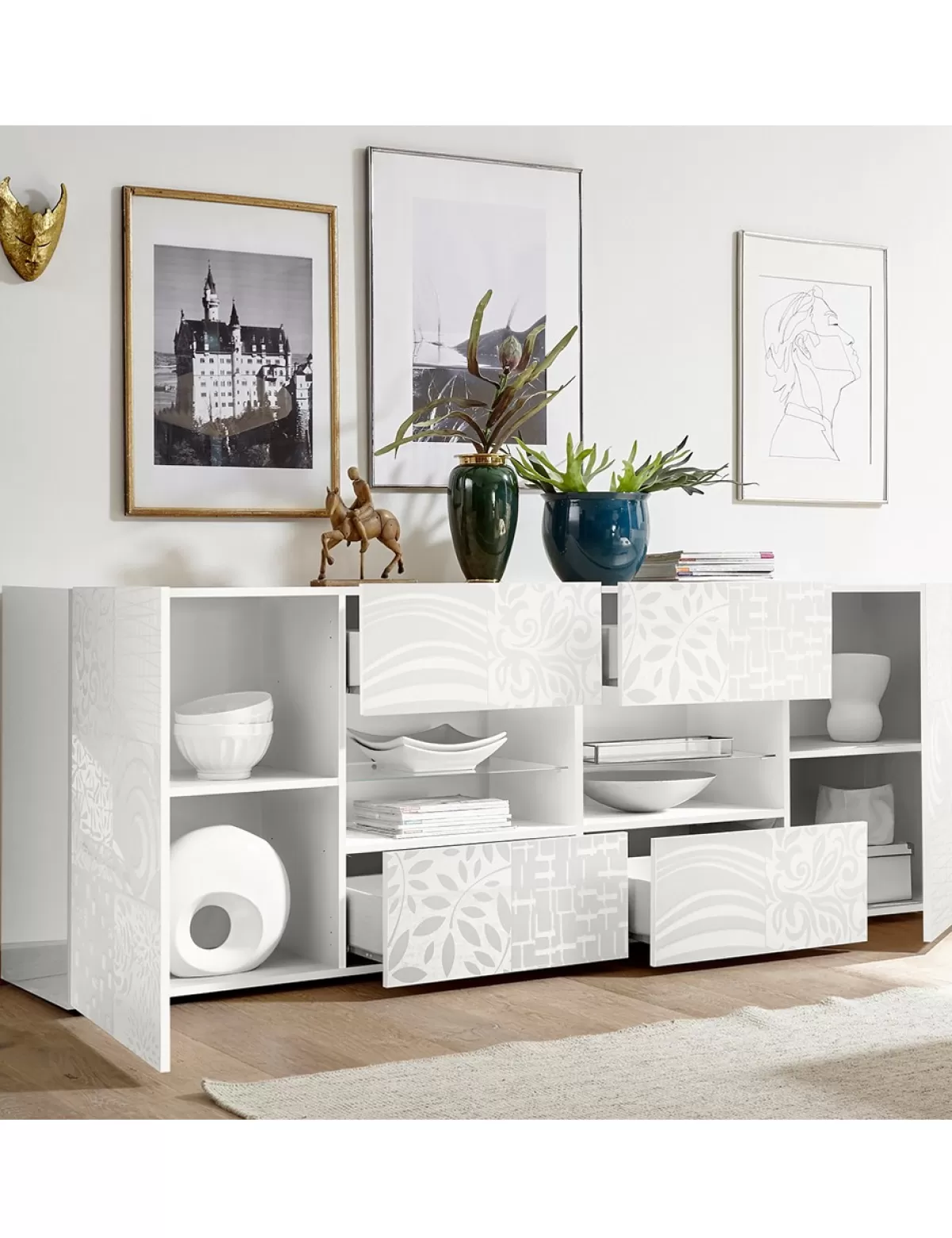 Flash Sale LC SPA Sideboard «Emy» 2T4S, Weiss Weiss Lackiert