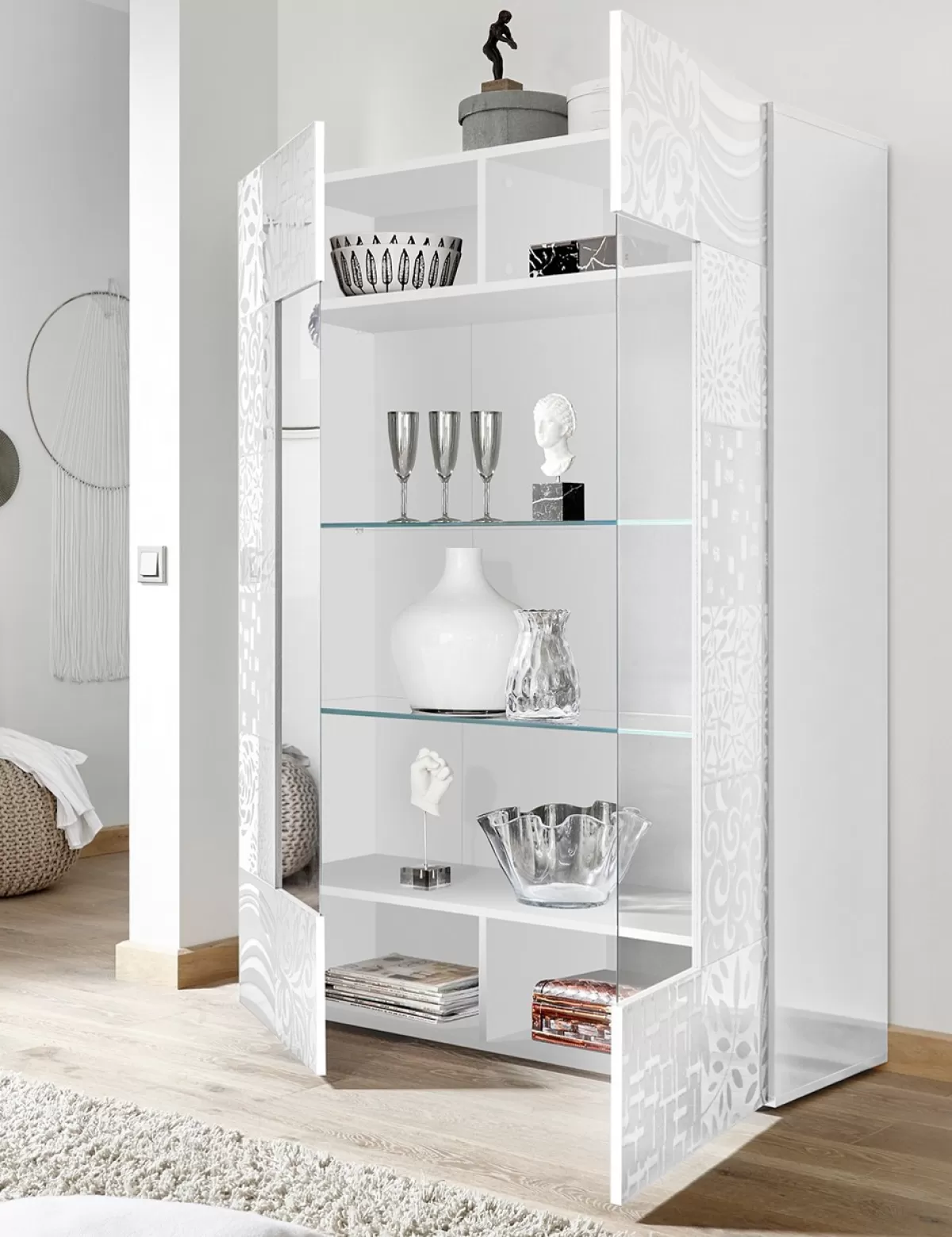 Cheap LC SPA Vitrine «Emy», Weiss Weiss Lackiert