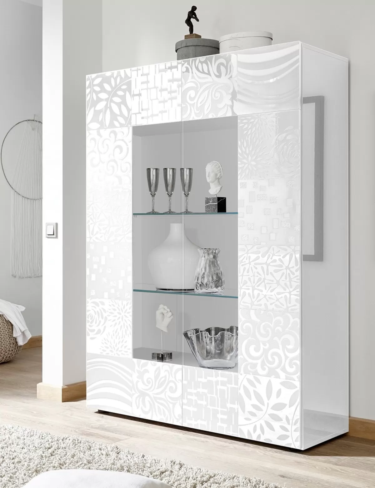 Cheap LC SPA Vitrine «Emy», Weiss Weiss Lackiert