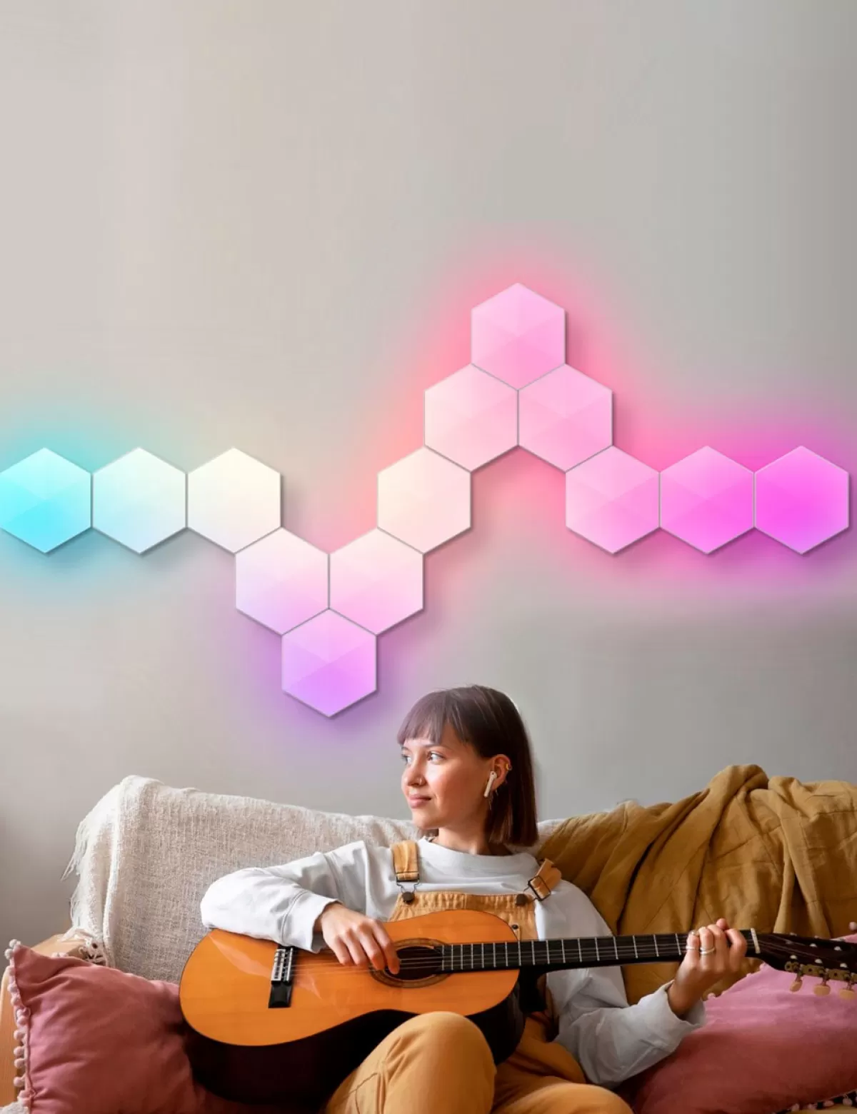 Outlet * Wandleuchte «Hexalight», Rgb-Leds, Individuell Gestaltbar, Licht- Und Musikmodi